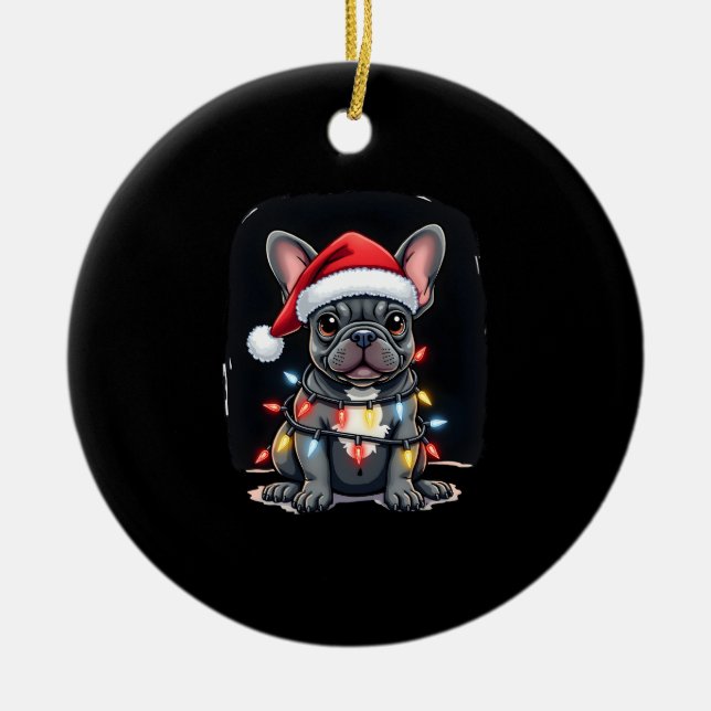 Christmas Dog French Bulldog Xmas Frenchie Men Wom Keramik Ornament (Vorne)