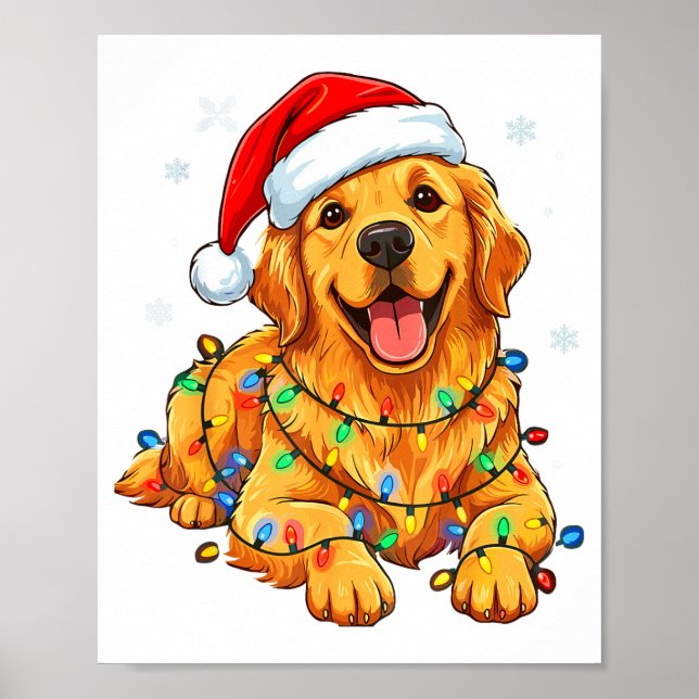 Christmas Dog Golden Retriever Lights Xmas  Poster (Vorne)