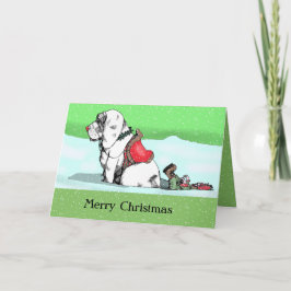 CHRISTMAS DOG IN SNOW by Slipperywindow Feiertagskarte