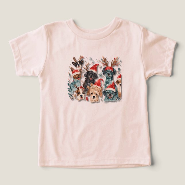 Christmas Dog Line Art T-Shirt | Minimalist Holida (Design Vorderseite)