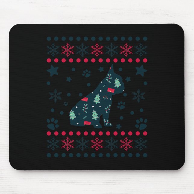 Christmas Dog Pattern Französischer Bulldog Besitz Mousepad (Vorne)