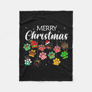 Christmas Dog Paw Print Buffalo Karierten Ugly Xma Fleecedecke