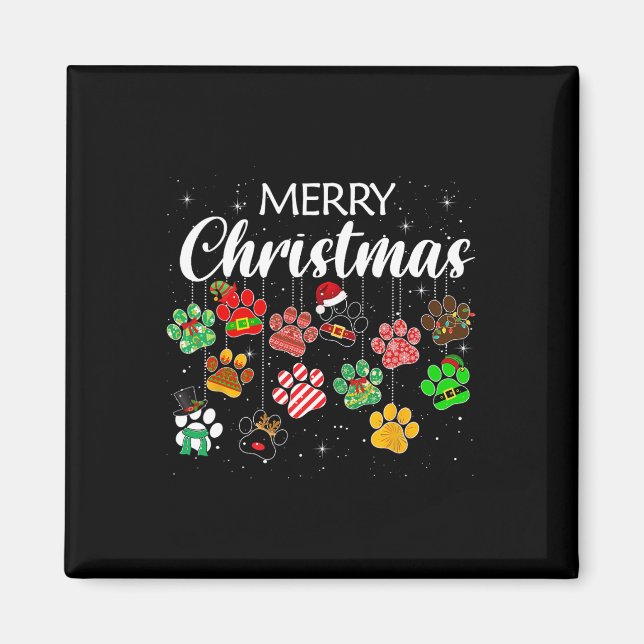 Christmas Dog Paw Print Buffalo Karierten Ugly Xma Magnet (Vorne)