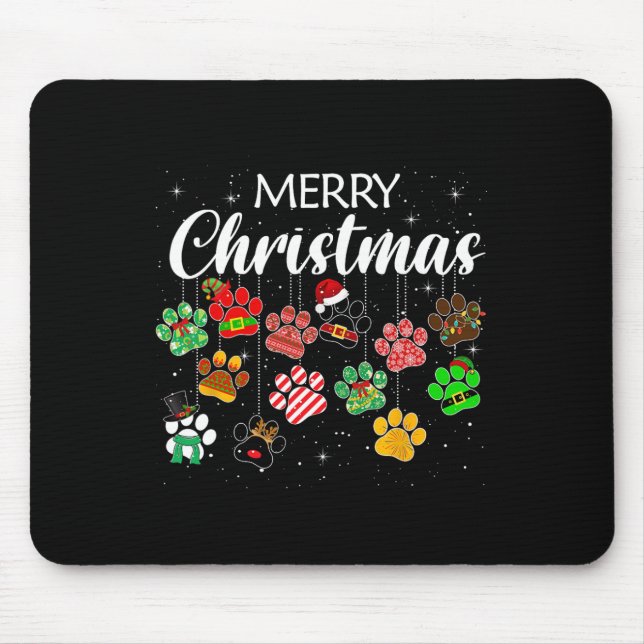 Christmas Dog Paw Print Buffalo Karierten Ugly Xma Mousepad (Vorne)