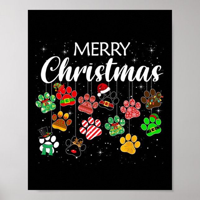 Christmas Dog Paw Print Buffalo Karierten Ugly Xma Poster (Vorne)