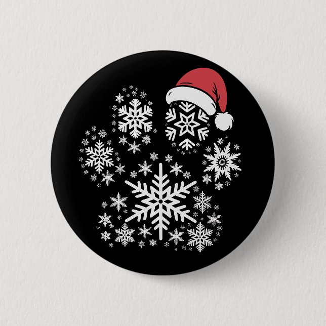 Christmas Dog Paw Santa Hat Pet Owner Gift Button (Vorderseite)