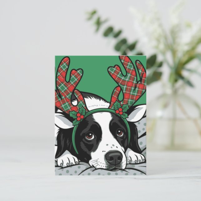 Christmas Dog Postkarte (Stehend Vorderseite)