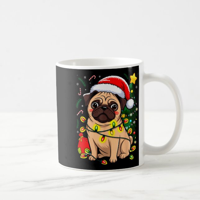 Christmas Dog Santa Clause Pug Puppy X-mas  Kaffeetasse (Rechts)