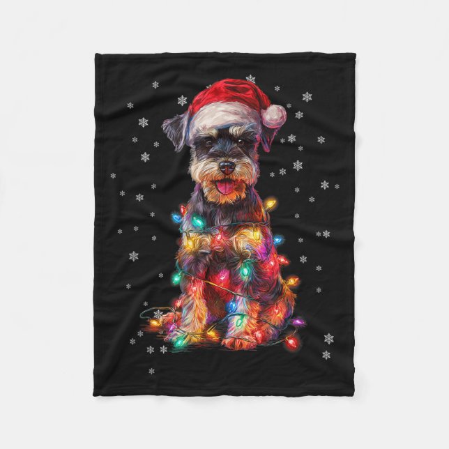 Christmas Dog Schnauzer Santa Xmas Women Men Kids  Fleecedecke (Vorderseite)