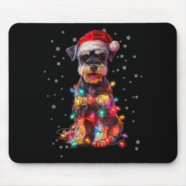 Christmas Dog Schnauzer Santa Xmas Women Men Kids  Mousepad (Vorne)