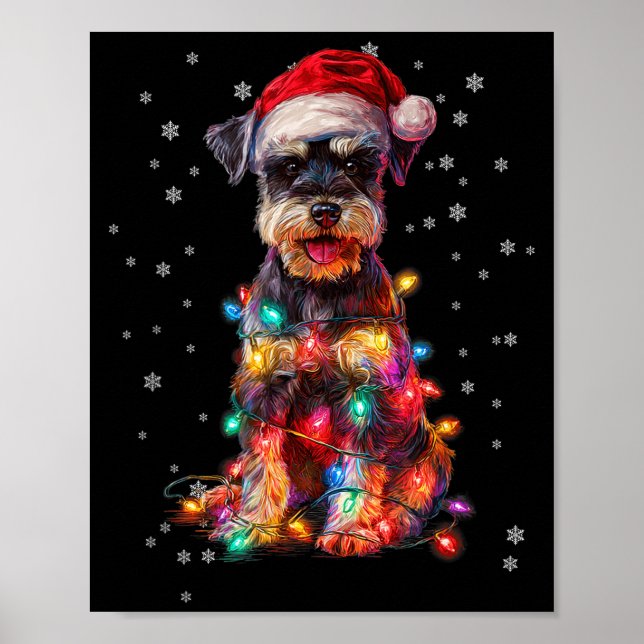 Christmas Dog Schnauzer Santa Xmas Women Men Kids  Poster (Vorne)