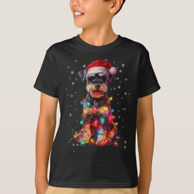 Christmas Dog Schnauzer Santa Xmas Women Men Kids  T-Shirt (Vorderseite)