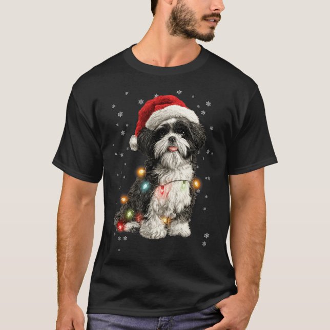 Christmas Dog Shih Tzu Santa Xmas Women Men Kids  T-Shirt (Vorderseite)
