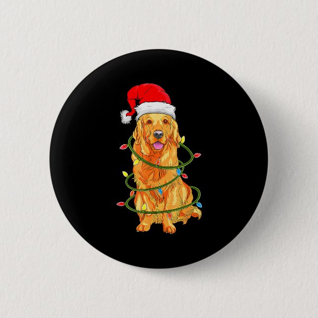 Christmas Dog Shirt, Christmas Golden Retriever Pa Button (Vorderseite)