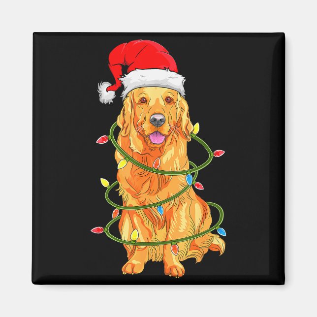 Christmas Dog Shirt, Christmas Golden Retriever Pa Magnet (Vorne)