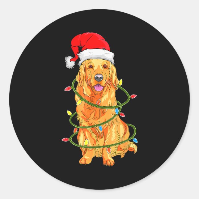 Christmas Dog Shirt, Christmas Golden Retriever Pa Runder Aufkleber (Vorderseite)