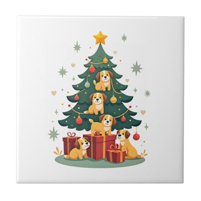 Christmas Dog Tree T-Shirt Cute Funny Puppy Dogs X Fliese (Vorderseite)
