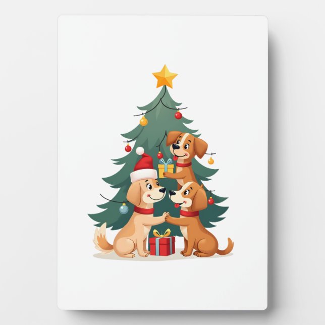 Christmas Dog Tree T-Shirt Cute Funny Puppy Dogs X Fotoplatte (Vorderseite)