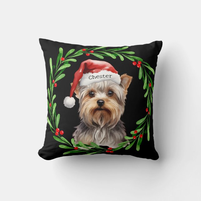 Christmas Dog Yorkie Yorkshire Terrier Holidays Kissen (Vorderseite)