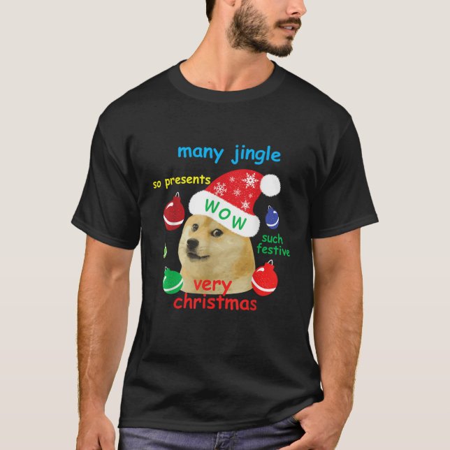 Christmas Doge Meme Funny Santa Shiba Inu Dog Tee (Vorderseite)