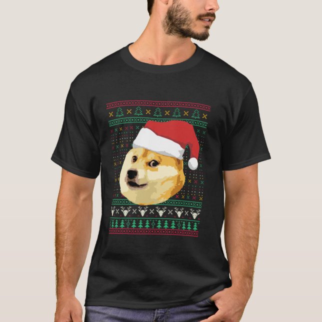 Christmas Doge Meme Shiba Inu Santa Funny Ugly Swe T-Shirt (Vorderseite)