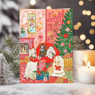 Christmas Dogs Afghan Hound Hand drawn  Feiertagskarte