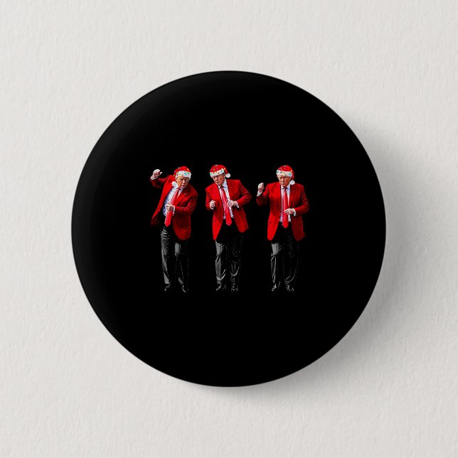 Christmas Donald Trump President 2024 Dancing Funn Button (Vorderseite)