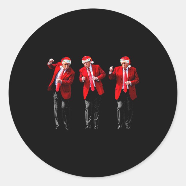 Christmas Donald Trump President 2024 Dancing Funn Runder Aufkleber (Vorderseite)