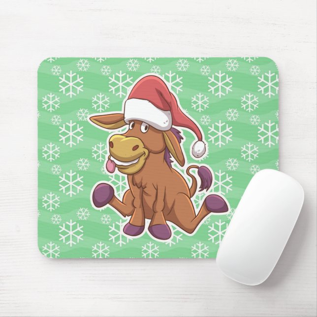 Christmas Donkey Cartoon Mousepad (Mit Mouse)