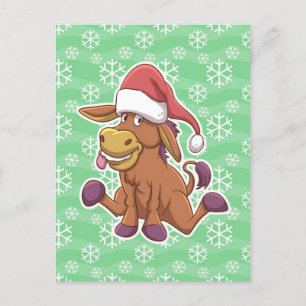 Christmas Donkey Cartoon Postkarte