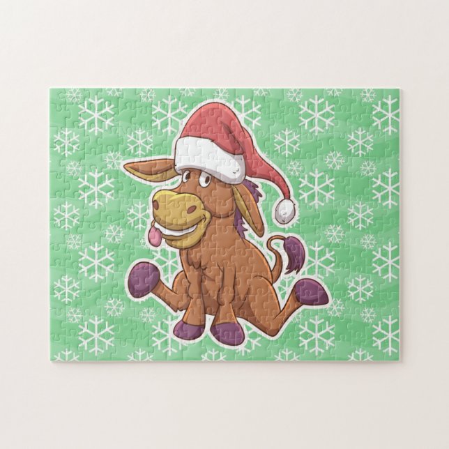 Christmas Donkey Cartoon Puzzle (Horizontal)