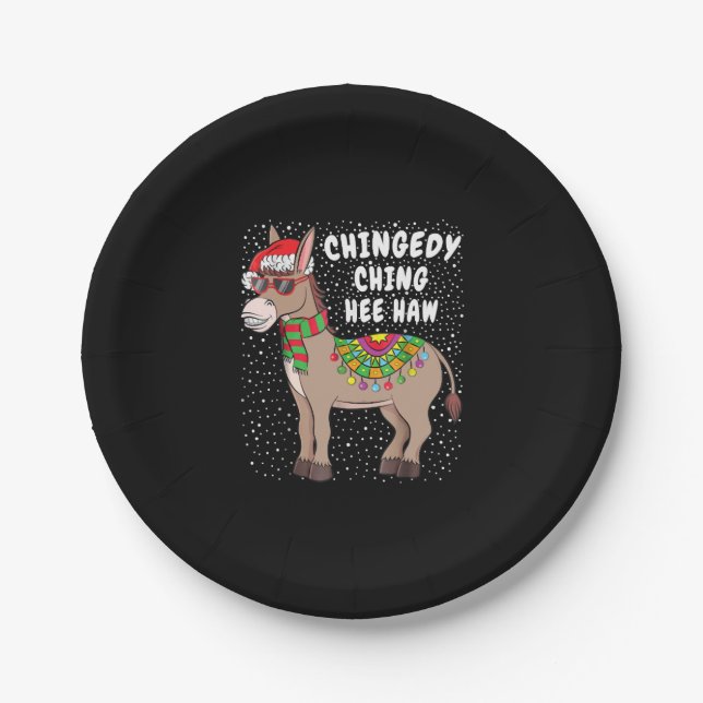 Christmas Donkey Funny American Italian Xmas Gift Pappteller (Vorderseite)