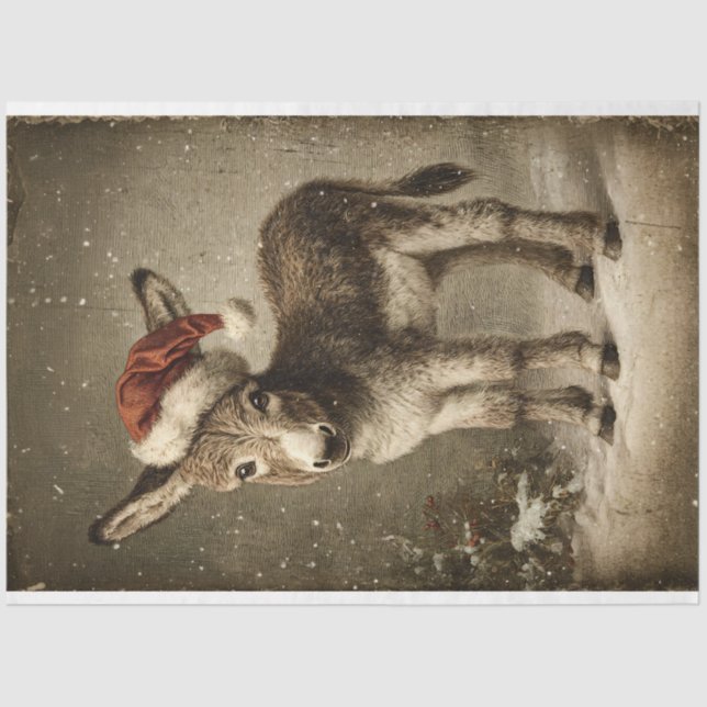 Christmas Donkey Vintag Decoupage Seidenpapier (Vorderseite)