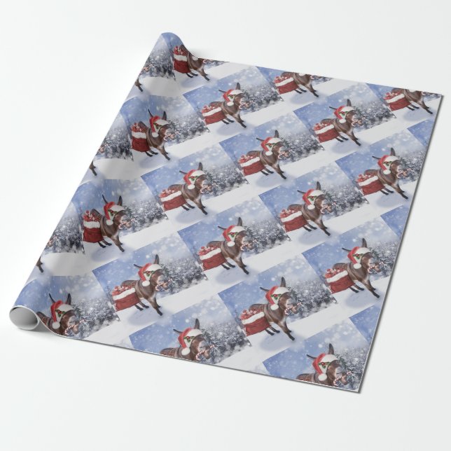 Christmas donkey with funny red hat geschenkpapier (Ungerollt)