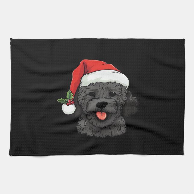 Christmas Doodle Oodle Dog - Black Classic T-Shirt Geschirrtuch (Horizontal)