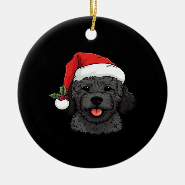 Christmas Doodle Oodle Dog - Black Classic T-Shirt Keramik Ornament (Vorne)