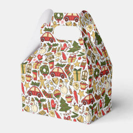 Christmas Doodle Pattern Favor Box Geschenkschachtel