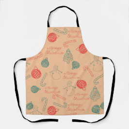 Christmas Doodle Pattern | Snowmen, Trees & Candy Schürze