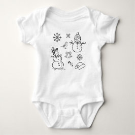 Christmas Doodle Snowman Funny Black und White Baby Strampler