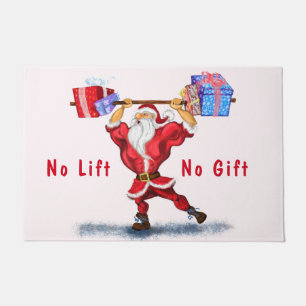 Christmas Doormat Bodybuilder Santa with Gift Fußmatte