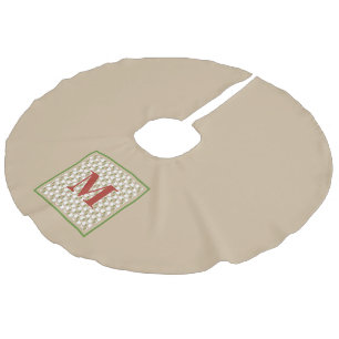 Christmas Dove Monogram Initial Peace Joy Leinenimitat Weihnachtsbaumdecke