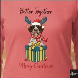 Christmas-Drahthaar-Vorstehhund-Rentier-Geschenk-G Tri-Blend Shirt