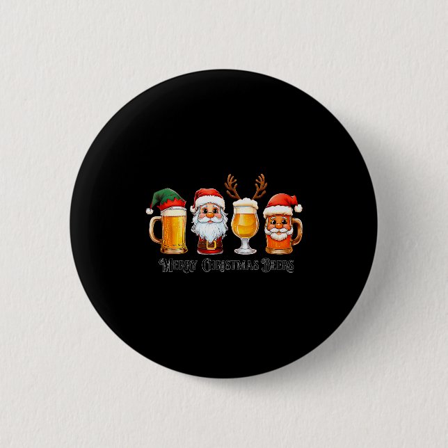 Christmas Drinking Merry Christmas Santa Beer  Button (Vorderseite)
