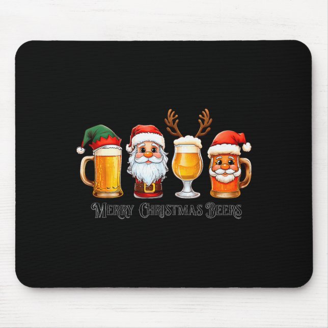 Christmas Drinking Merry Christmas Santa Beer  Mousepad (Vorne)