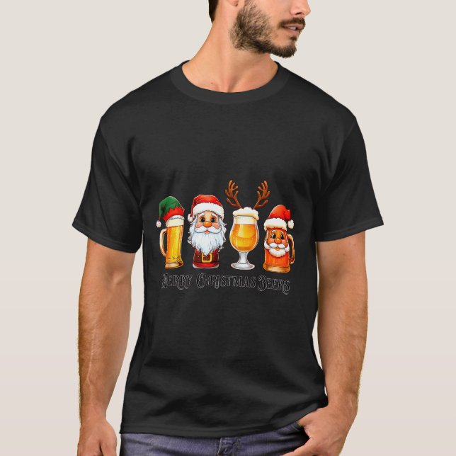 Christmas Drinking Merry Christmas Santa Beer  T-Shirt (Vorderseite)