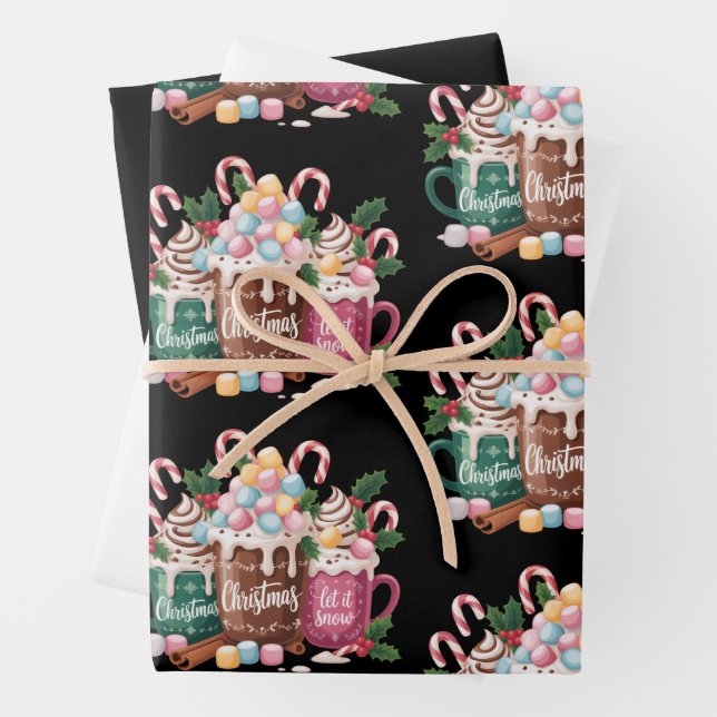Christmas Drinks Pink Coquette Gingerbread Coffee  Geschenkpapier Set (Beispiel)