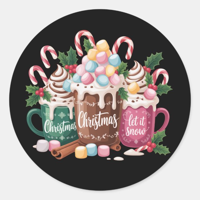 Christmas Drinks Pink Coquette Gingerbread Coffee  Runder Aufkleber (Vorderseite)