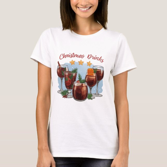 Christmas Drinks Watercolor Print | Festive Mulled T-Shirt (Vorderseite)