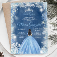 Christmas Dusty Blue Princess Quinceanera Einladun
