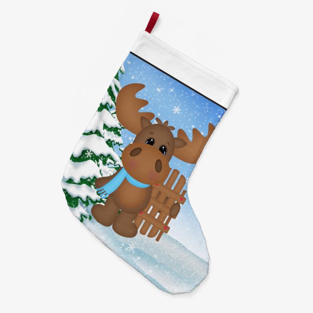 Christmas Elche Holiday Cartoon Strumpf Großer Weihnachtsstrumpf (Vorderansicht (hängend))